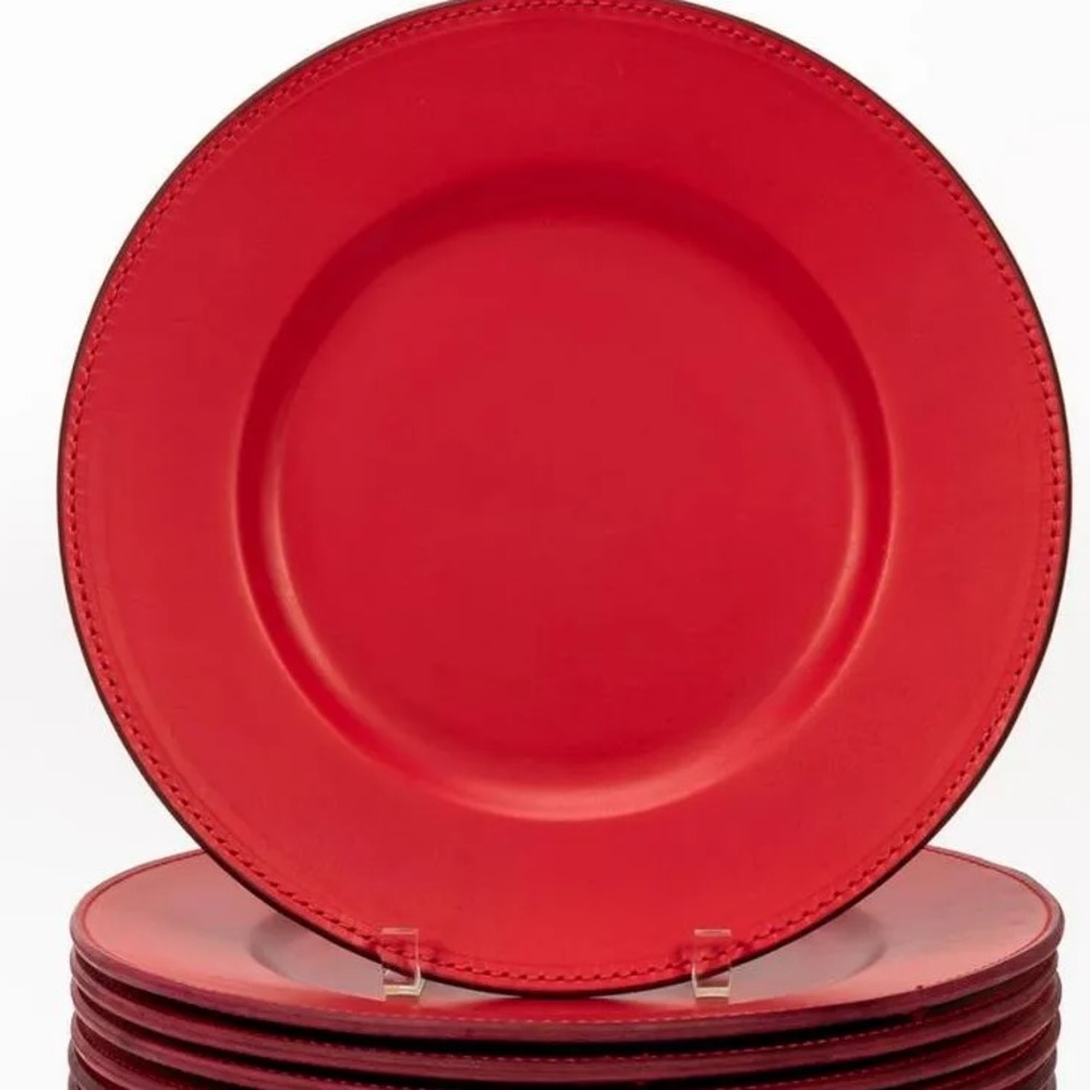3 Red Ralph Lauren “Rollins” Leather Chargers